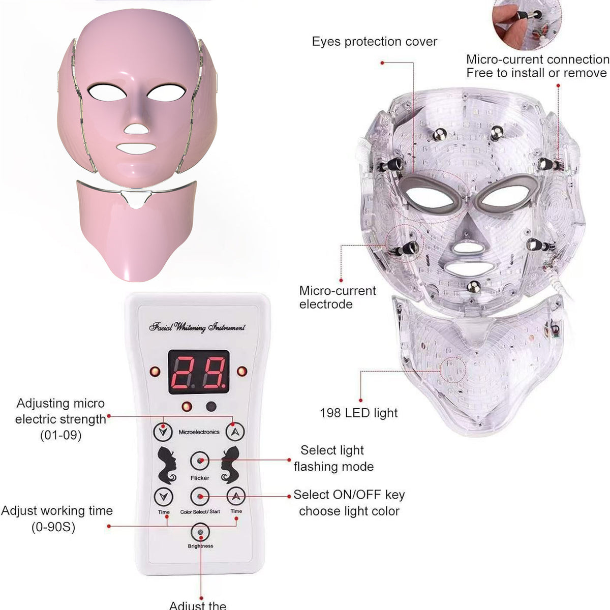 Cross-border Colorful Beauty Mask Photon Rejuvenation AI Intelligent EMS Spectrometer Home Facial LED Beauty Mask