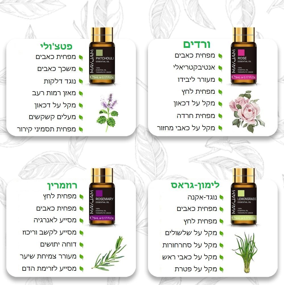 שמנים אתריים ריח טיפוליים ספא עיסוי רוגע שלווה נר