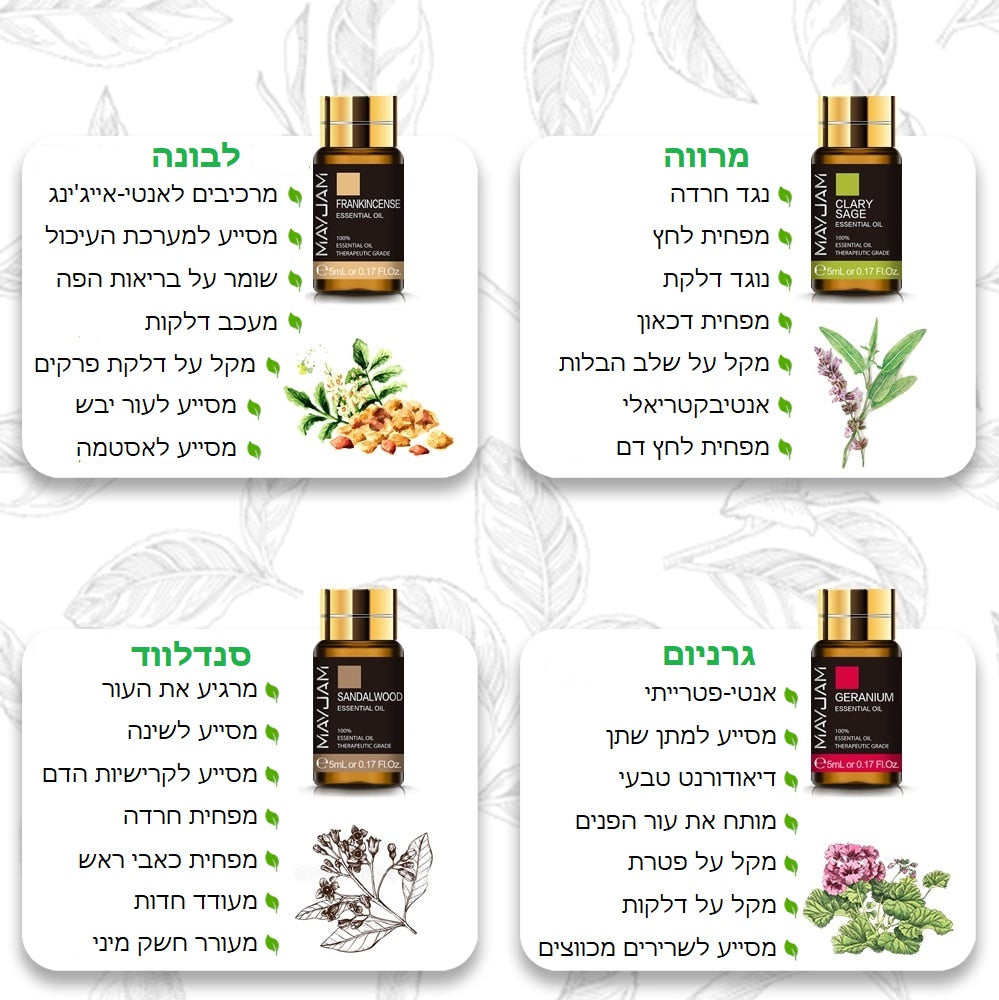 שמנים אתריים ריח טיפוליים ספא עיסוי רוגע שלווה נר