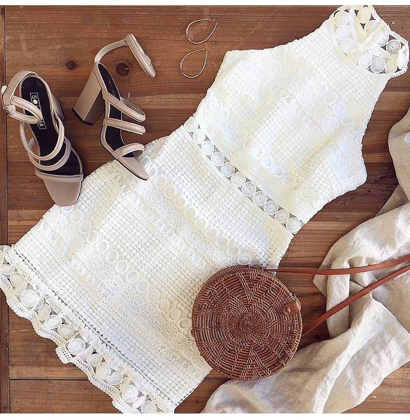 שמלת מיני ענבר | Dress - White - אופנה - בגדים - שמלות | Shoprifty