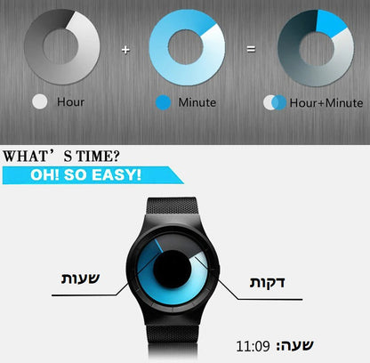 שעון קוורץ מהפכני חדשני מודרני מינימליסטי מתנה