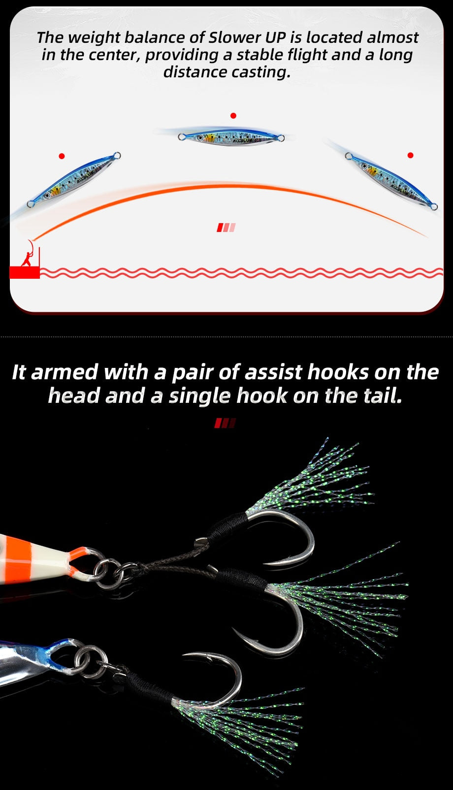 דייג דמוי ז'ירז'ור פיתיון אולבלו אולטרלייט חכה מהמזח צבעים קרס