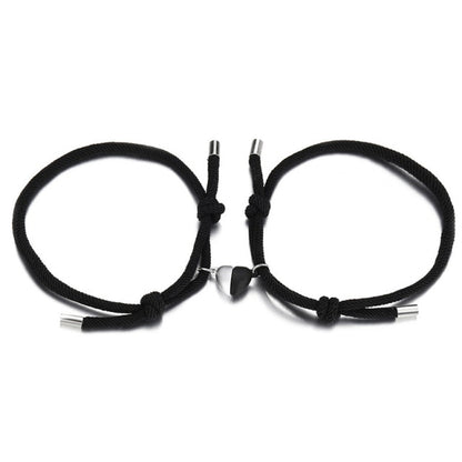 צמידים שחור כסף לב לבבות אהבה זוגיות